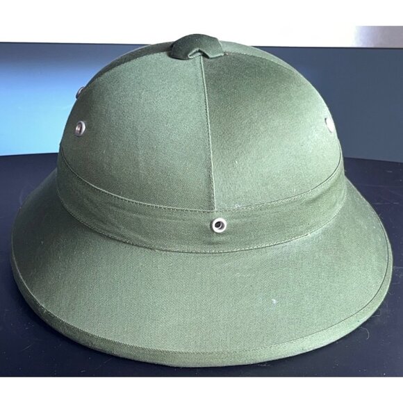Vietnamese Pith Fiber Green Helmet Military Surplus Vintage Militaria - Picture 2 of 12